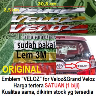 Jual emblem original tulisan veloz untuk toyota avanza veloz dan grand