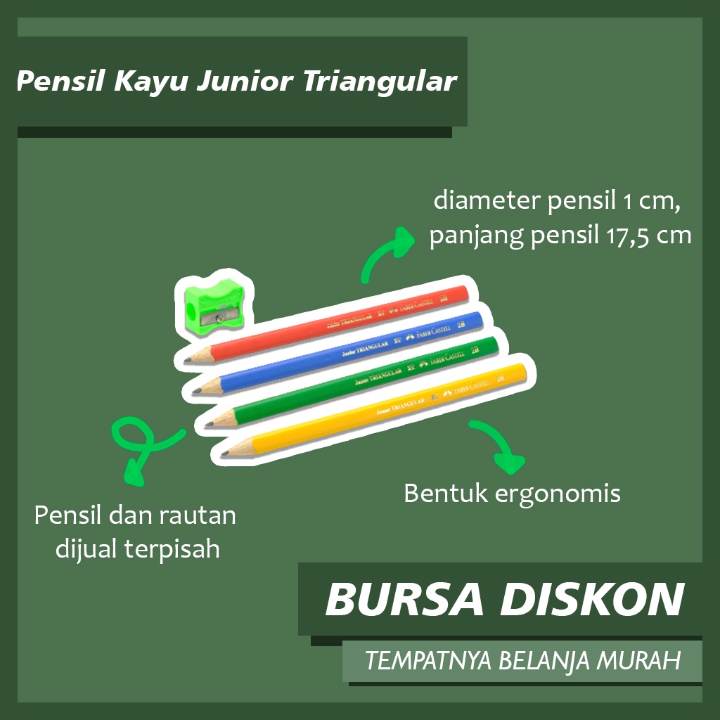 

Pensil Kayu Faber Castell Junior dan Rautan Khusus Triangular Junior Serutan