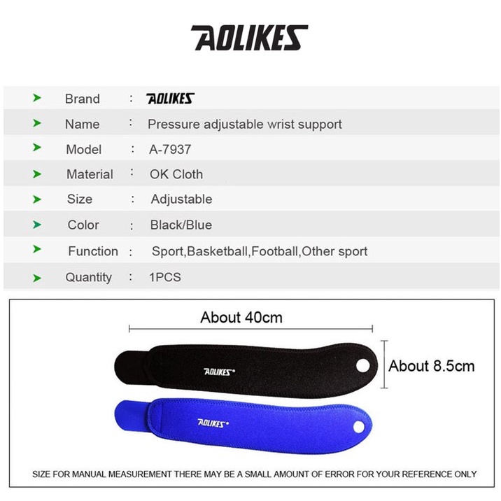 Aolikes Wrist Support Strap Gym Band Wrap Deker Pergelangan Tangan