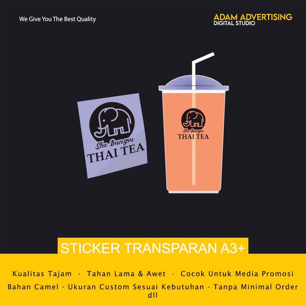 

CETAK STICKER TRANSPARAN A3+ MURAH DESAIN CUSTOM