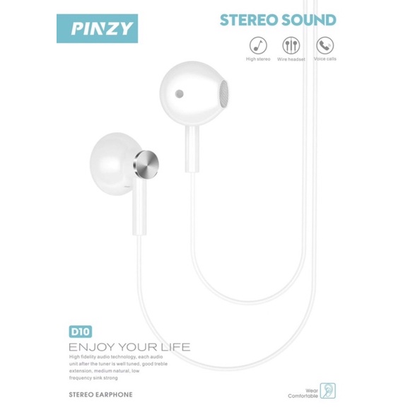 Headset - Headset ORIGINAL PINZY D10 High Quality Stereo Earphone - Headset D10