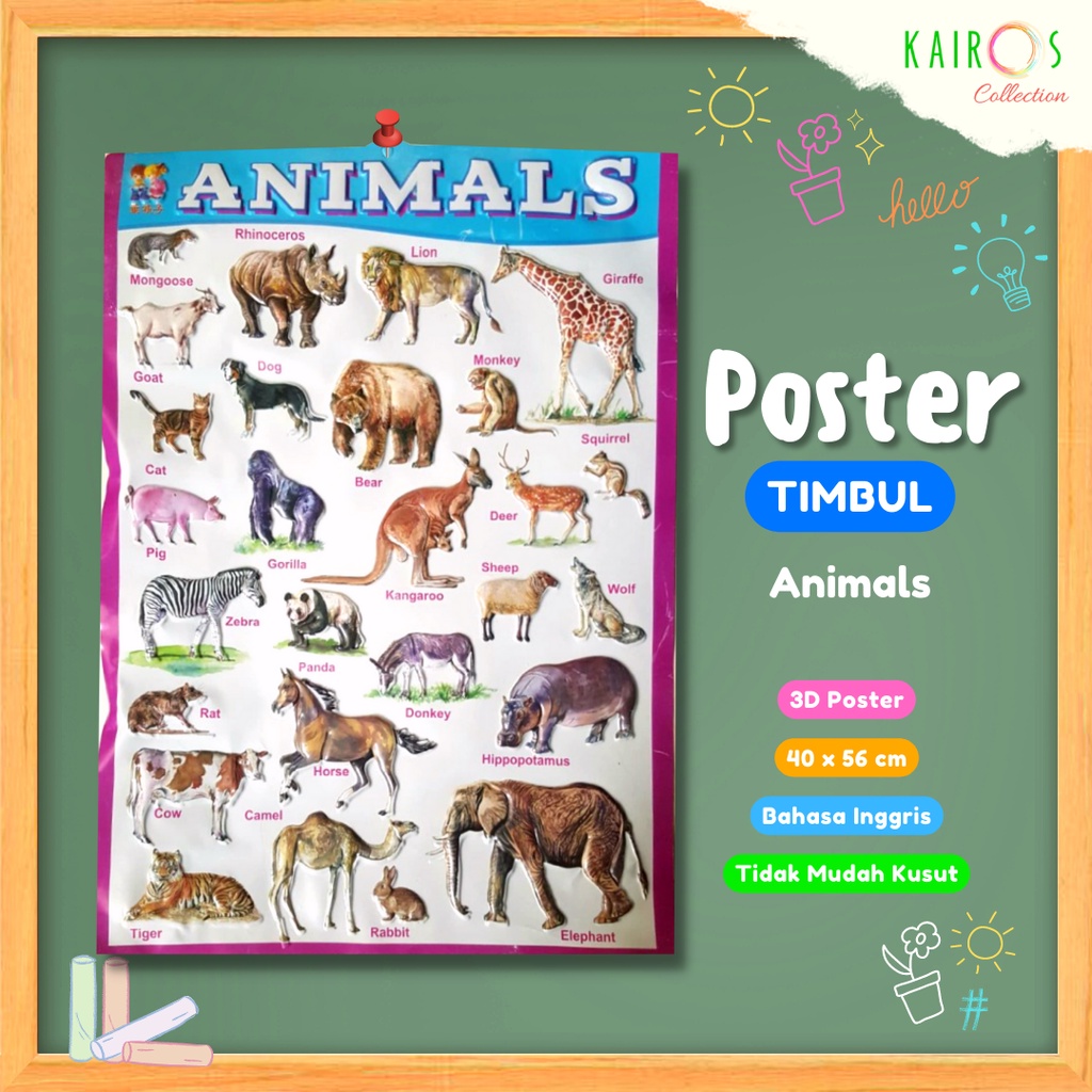 Poster Anak Timbul Animals Binatang