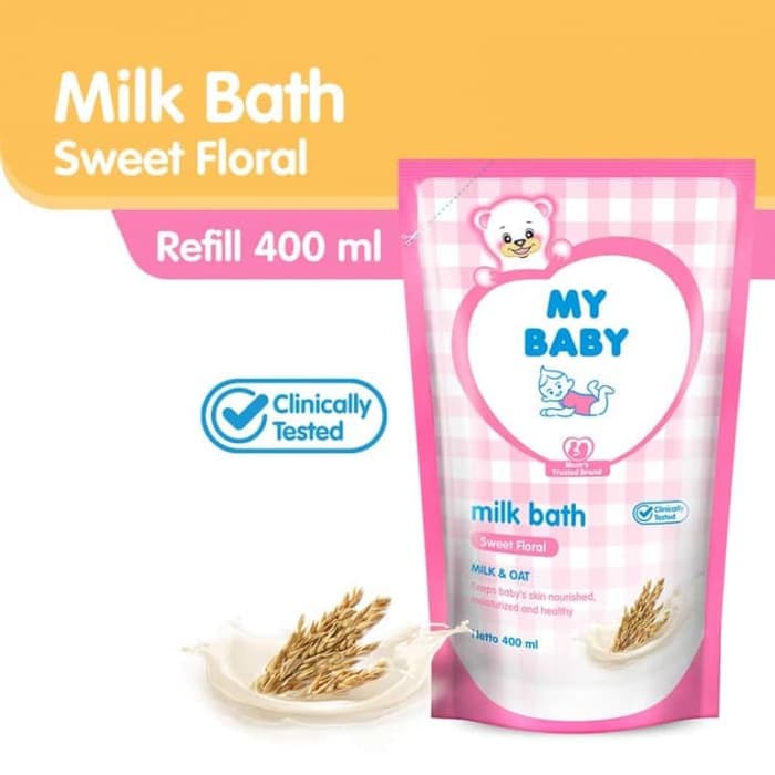 Promo My Baby Milk Bath Sweet Floral Pouch Sabun Bayi Refill 400ml 400 ml Diskon