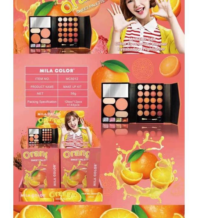 EYESHADOW MILA ORANGE GLITER  MILA COLOR PALETTE DOMPET MAGNET MAKE UP