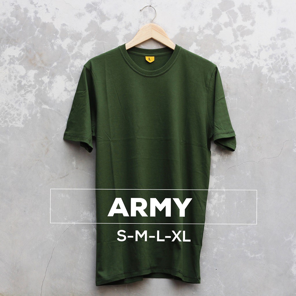 Kaos Polos Pria Hijau Army Cotton Combed 30s  - Baju Polos Pria Hijau Army