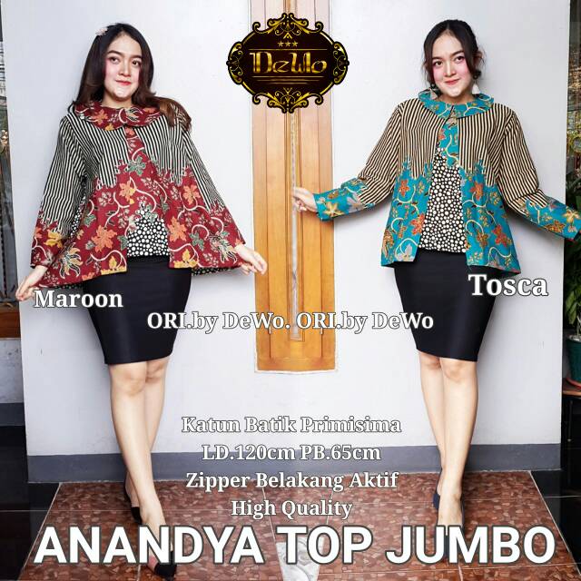 Anandya top jumbo/batik wanita kantor