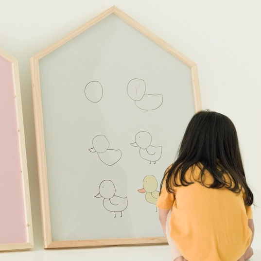 papan tulis anak   grey magnetic board  schoolhouse  list pine wood