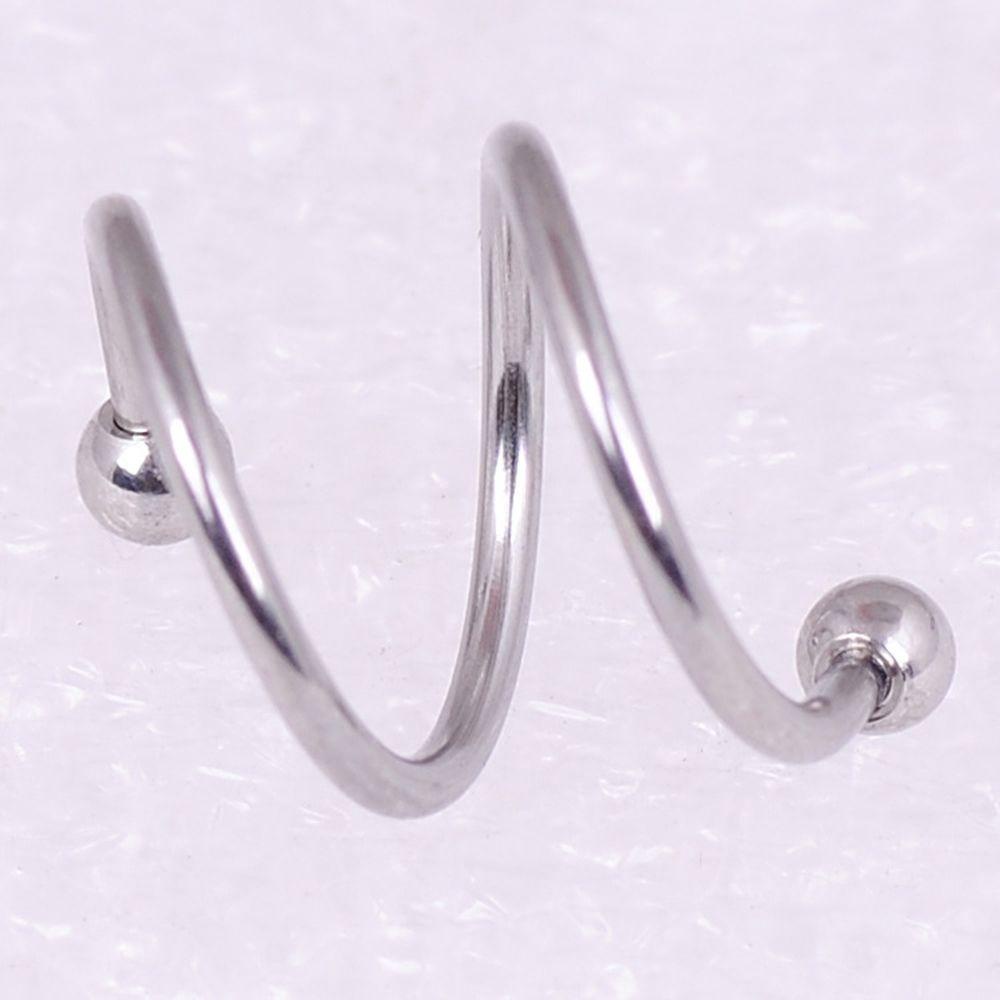 Needway Perhiasan Punk 2 Pcs Stainless Steel Helix S Spiral Bibir Hidung Cincin Tindik Tubuh