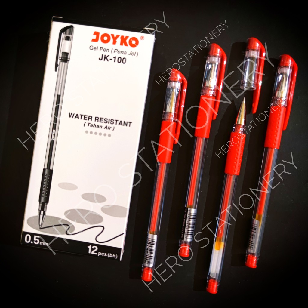 

Pen gel joyko 0,5 mm JK-100 tinta merah . 12 unit