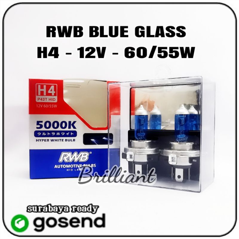 Bohlam Halogen Xenon Blue Glass - RWB - H4 / H3 / H11 / 9012 HIR2 / HB4 / H27 881