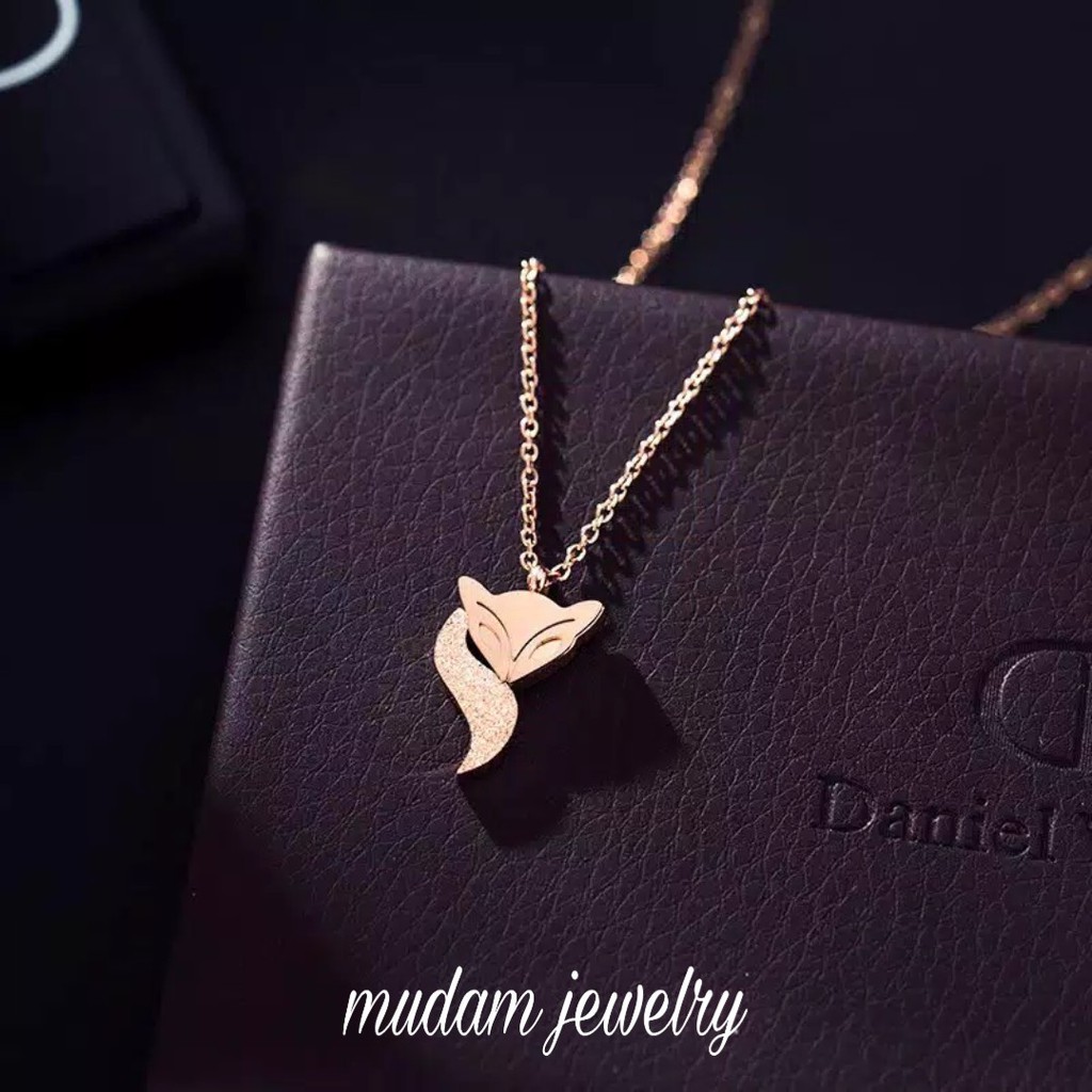 Kalung Titanium Fox ( Rubah ) Rosegold dan Gold