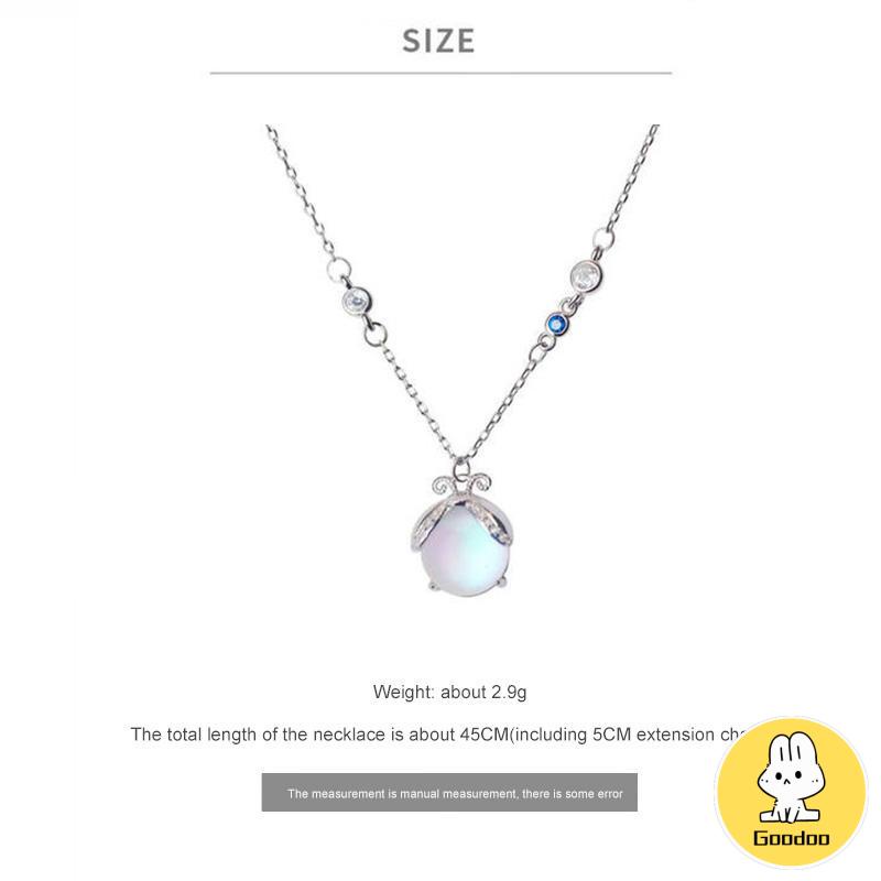 Moonstone Firefly Kalung Wanita Senior Rantai Klavikula Siswa Hadiah Ulang Tahun Desain Niche -Doo