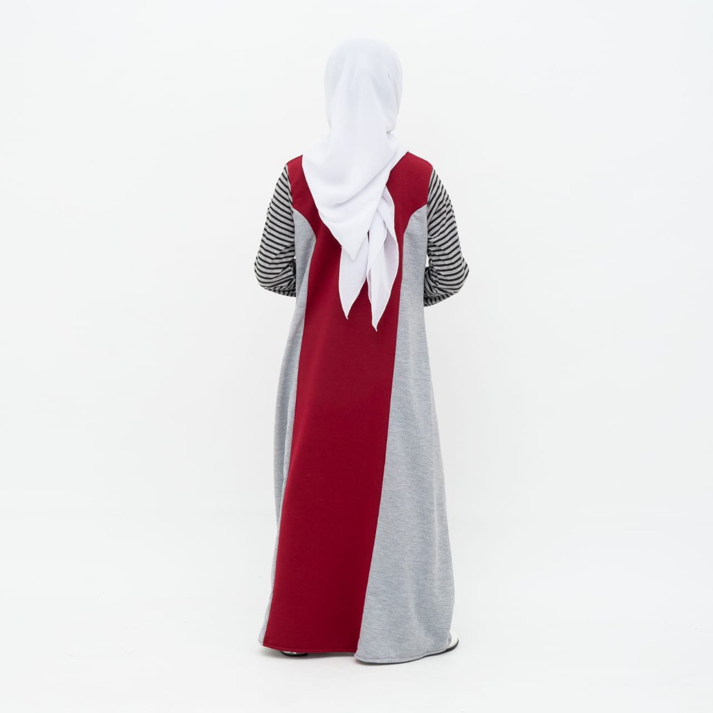 Applekidz Gamis Anak Perempuan Tanggung Eva Line Cut Maroon-3