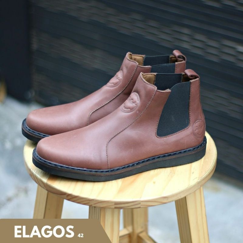 ELAGOS SERIES - BRADLEYS | Sepatu Boots Pria Kulit Asli Casual Klasik Kerja Biker - Chelsea Boots