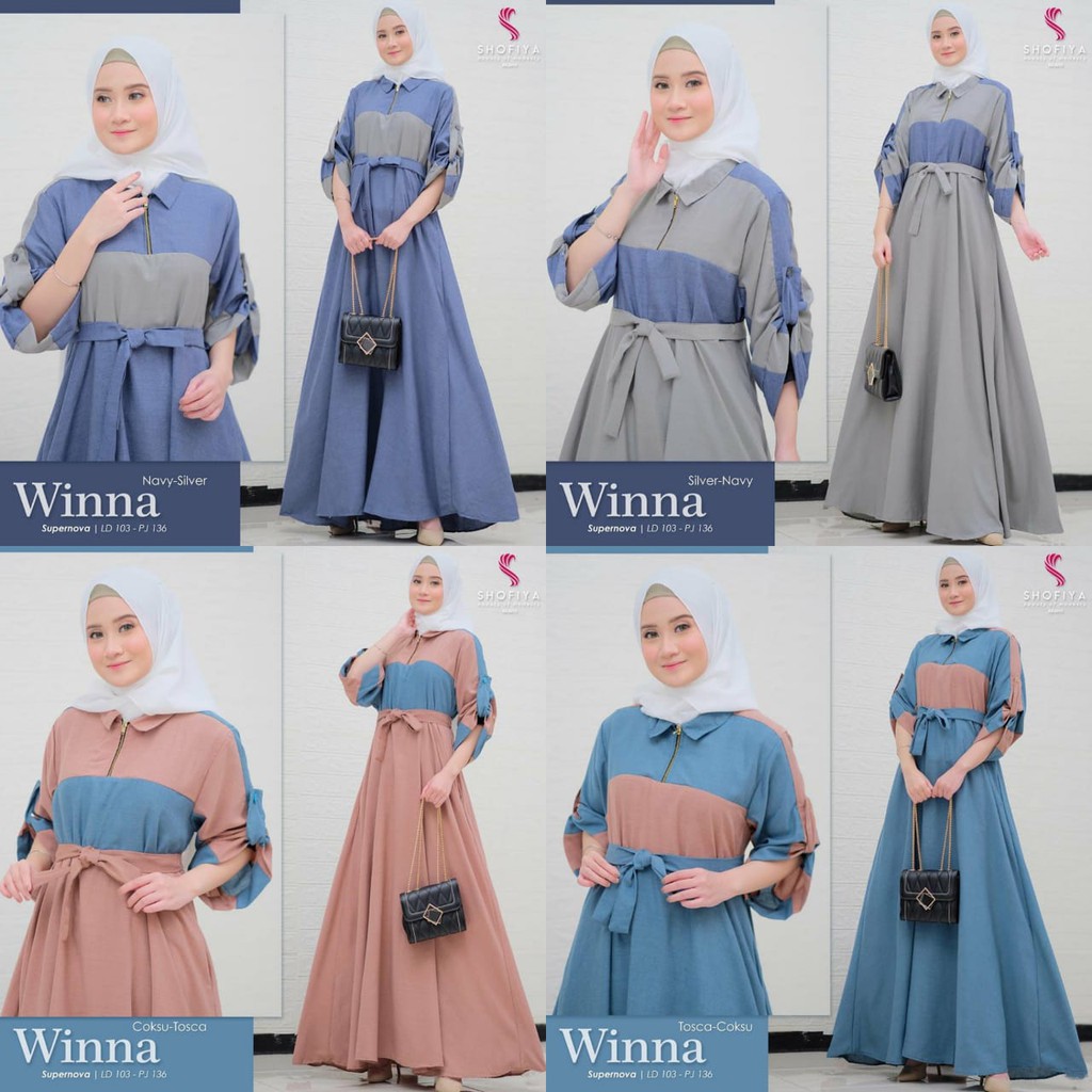 DISKON WINNA DRESS - dress wanita terbaru / gamis terlaris / dress muslim / casuall dress / dress terlaris