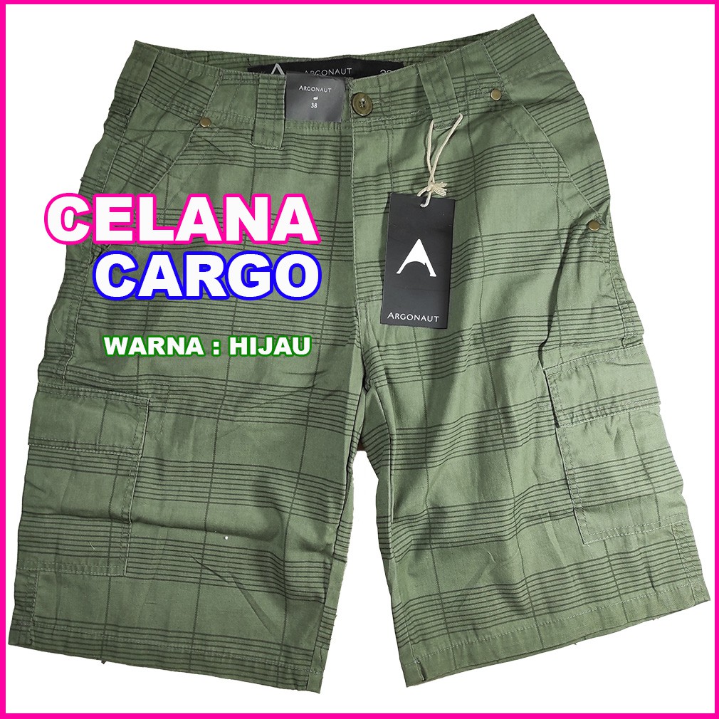 CELANA PENDEK SANTAI PRIA CARGO KATUN COWO KANTONG SAMPING SIZE BESAR