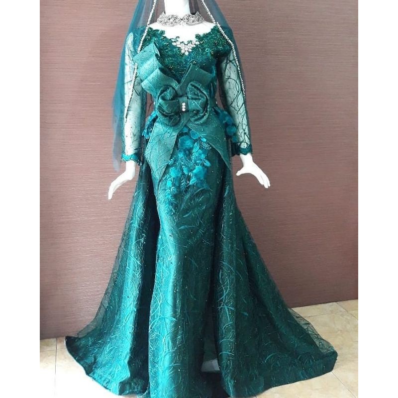 GAUN PENGANTIN MERMAID/DUYUNG HIJAU BOTOL