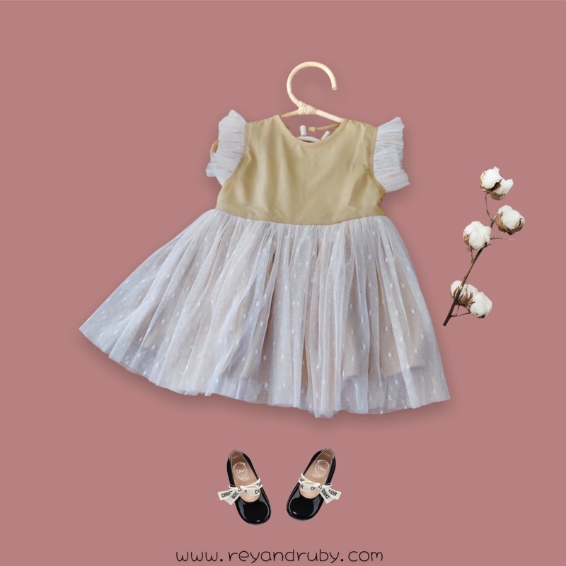 Dress tutu anak premium -Dress batik anak-dress brokat anak bayi- dress anak putih-Coco tutu