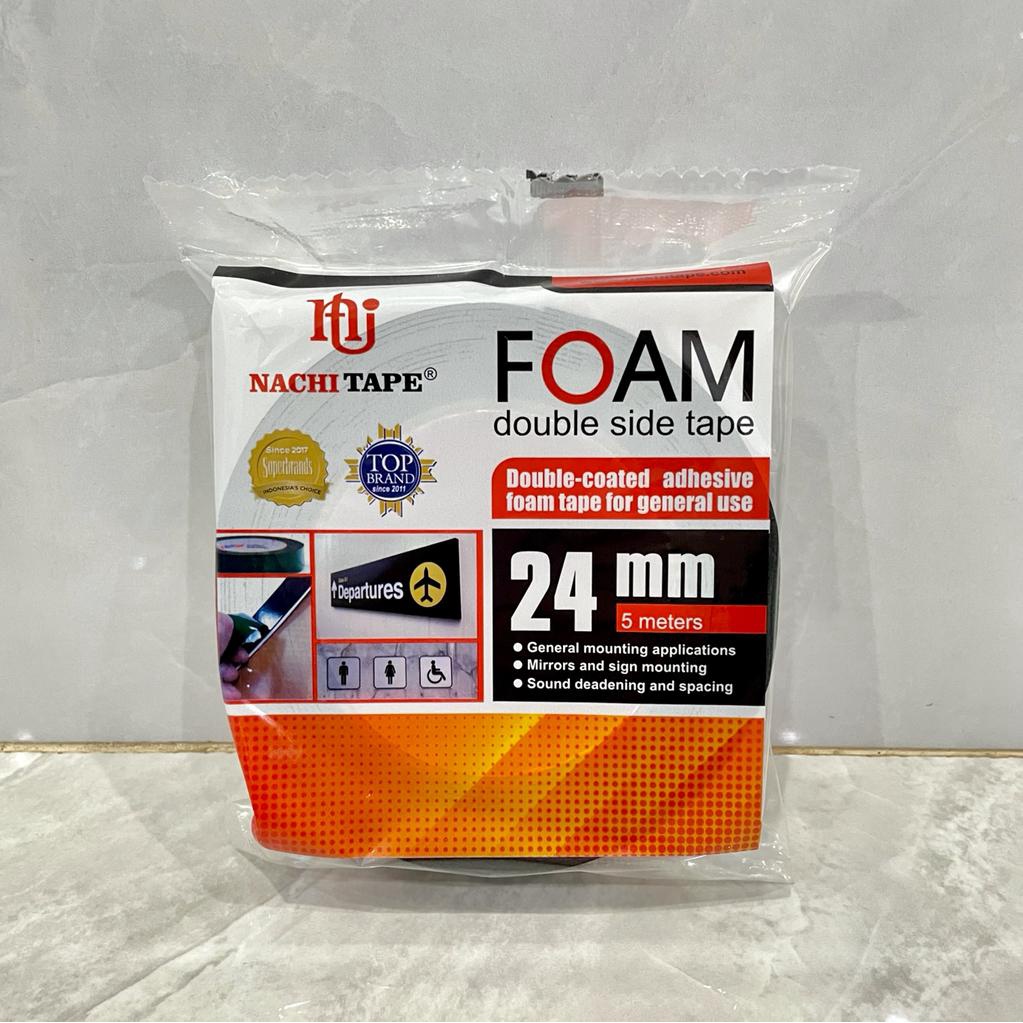 Double Tape NACHI 24mm / Isolasi Busa Selotip 1" inchi / Foam Tape Nachi