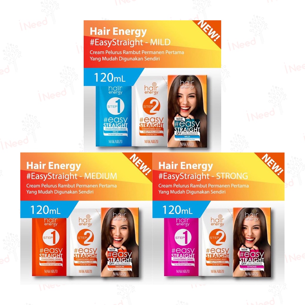 (INEED) (1PC 120ML) Makarizo Hair Energy Easy Straight 120 mL Pelurus Rambut (MILD-MEDIUM-STRONG)