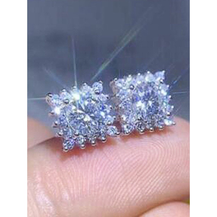 Anting Stud Cubic Zirconia Bentuk Persegi Untuk Wanita