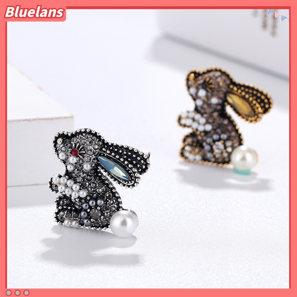 Bros Pin Bentuk Kelinci Aksen Mutiara Berlian Imitasi Untuk Wanita