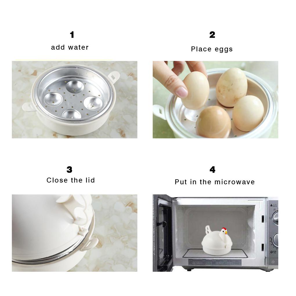 Microwave Oven Egg Steamer 4slot Breakfast Boil Cooker Kartun Dumplings Boiler Alumunium Bentuk Bola Peralatan Masak