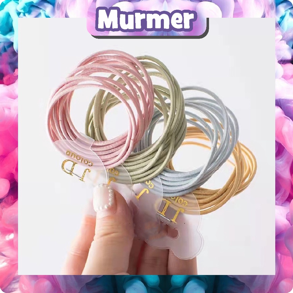 MurmerOfficial 10pcs Set Ikat Rambut Elastis Warna Permen Gaya Korea Untuk Wanita R747