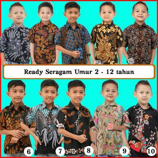 Kemeja Batik  Anak Hem Anak Pendek Laki  Laki  Motif Ulir 2 