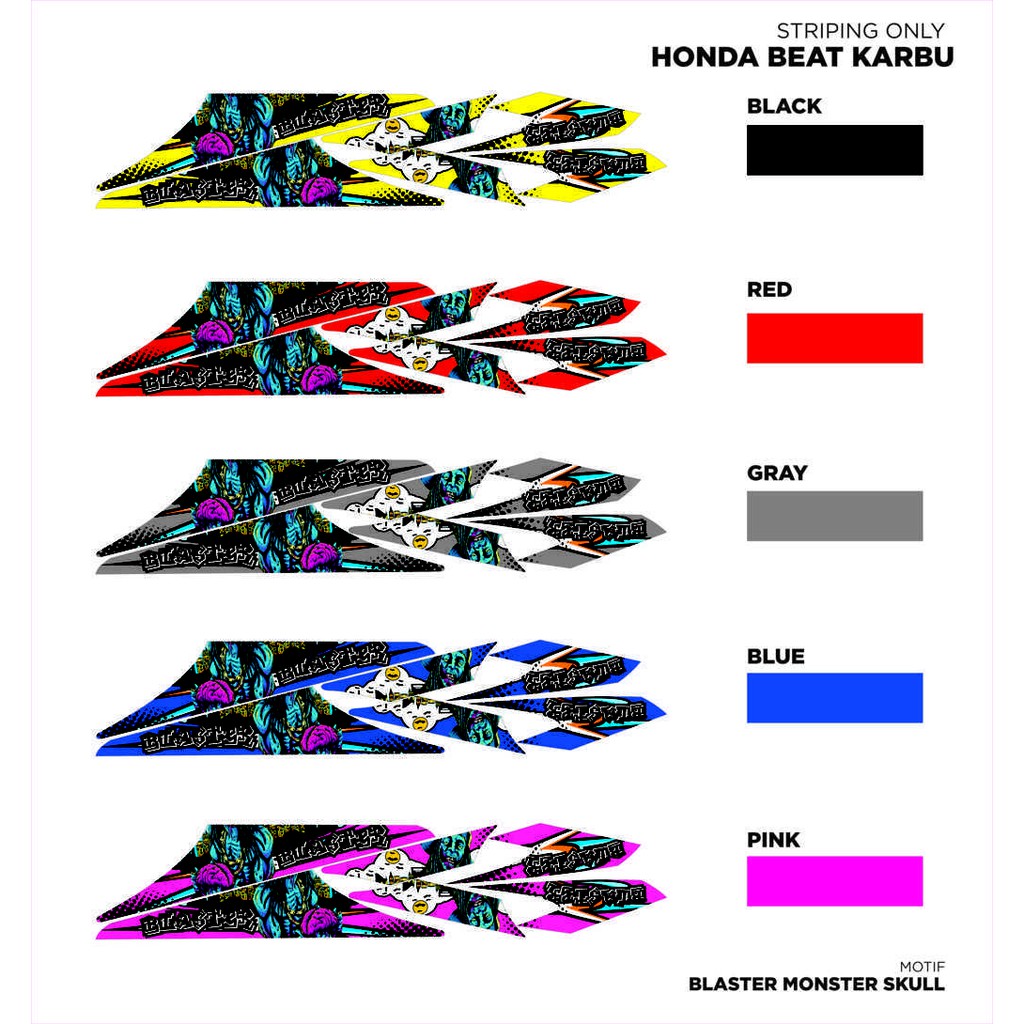 Striping Honda Beat Karbu Blaster Monster Skull Shopee Indonesia