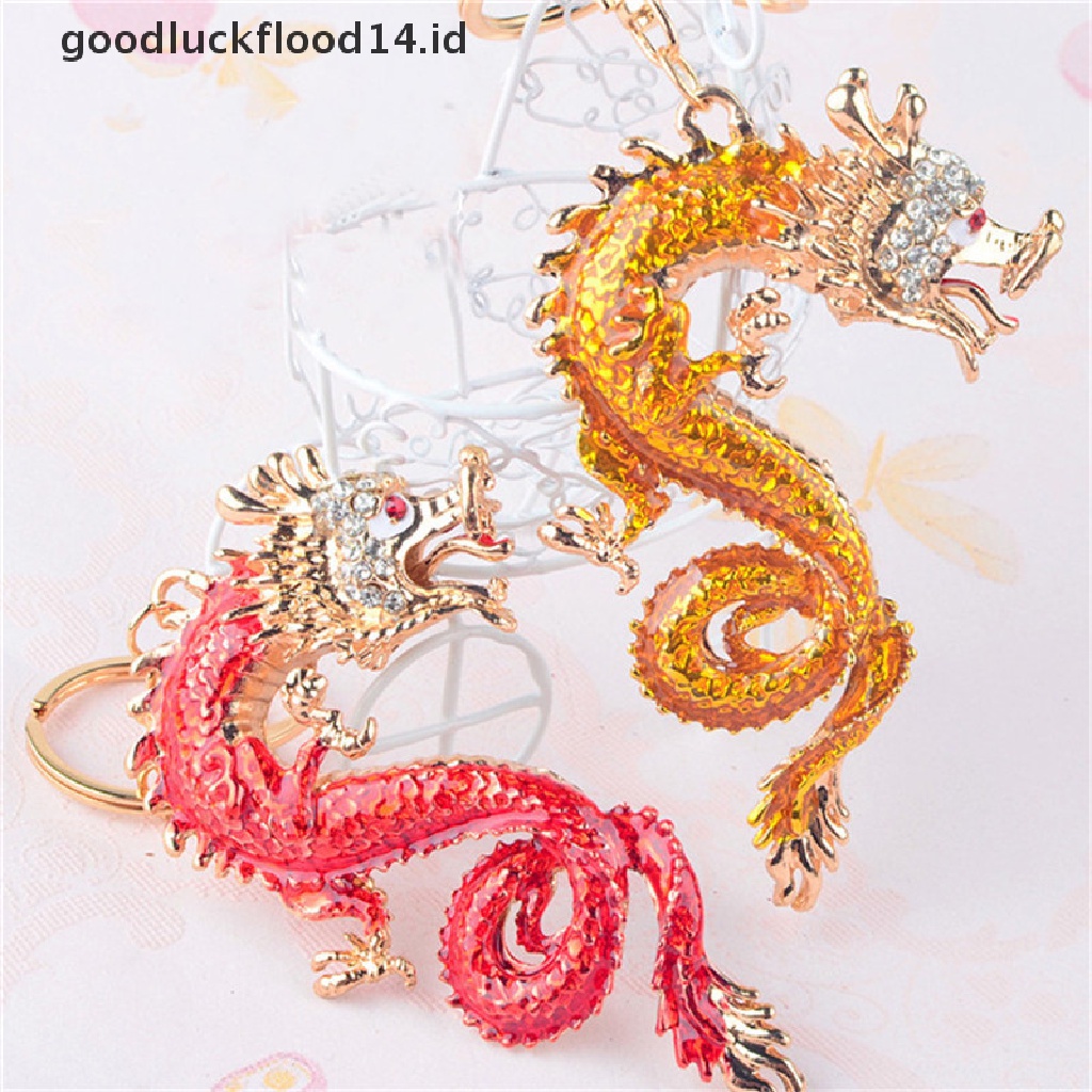 [OOID] 1Pc Dragon Key Rings Chains Holder Simulated Pearl Crystal Animal Keychains ID
