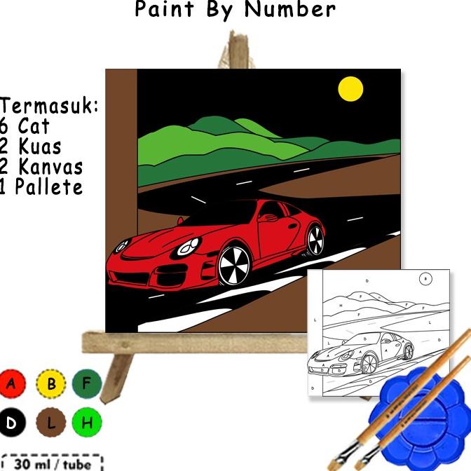 

Kanvas Lukis Paint By Number Mobil Sport Merah Ukuran 20x20 cm