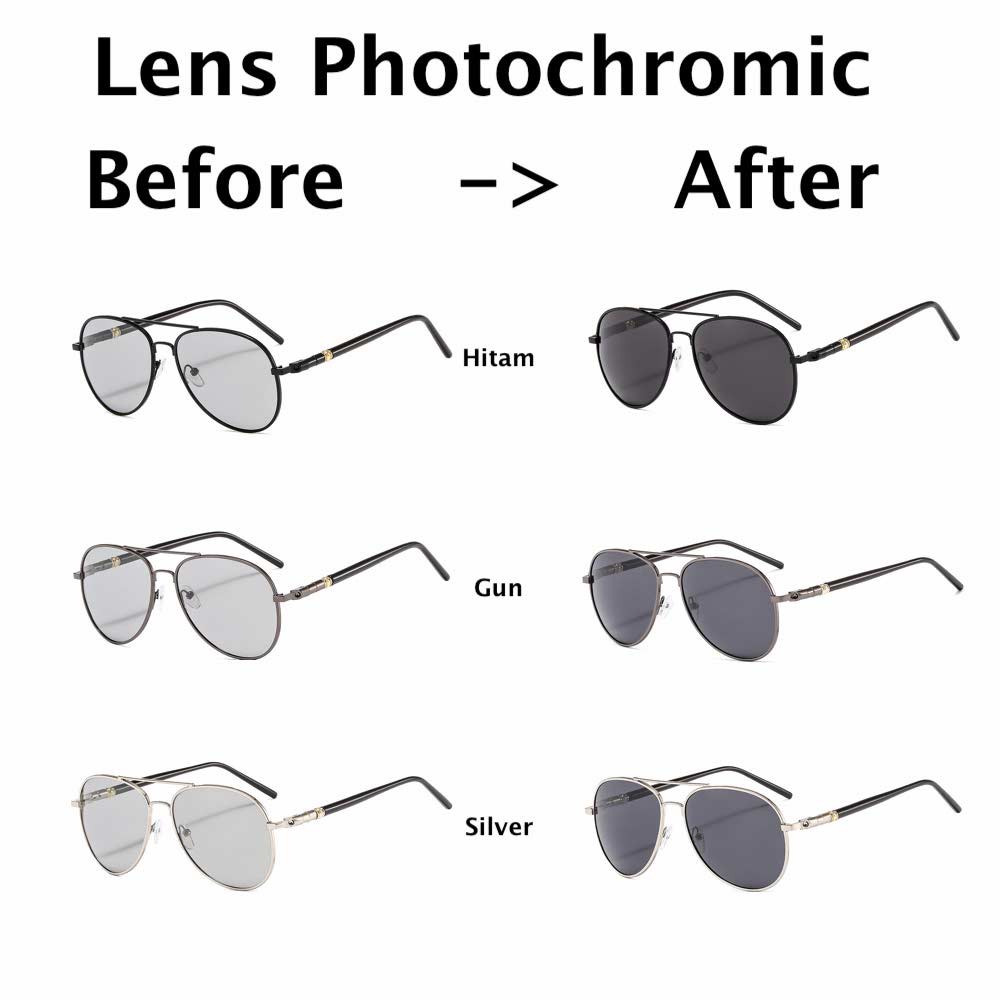 Kacamata Photocromic [ Silver ] Lensa Anti Radiasi - Fashion Pria &amp; Wanita - Design Korea - HM672