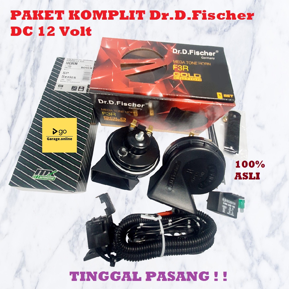 PAKET KOMPLIT Klakson Dr D Fischer Double Disk 12V Original + KABEL RELAY SET BOSCH TERMURAH