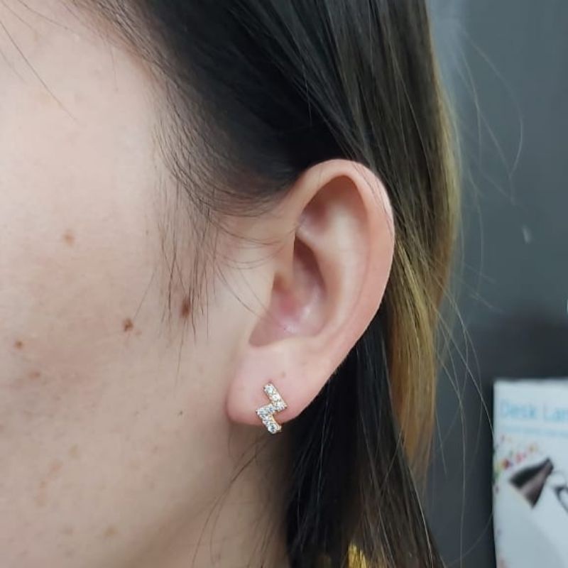 Anting Perak Asli Silver 925 Lapis Emas Model Jepit - Perhiasan Perak Wanita