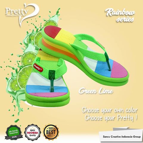 SANDAL SANCU WEDGES WANITA PRETY PELANGI GREEN FRESH