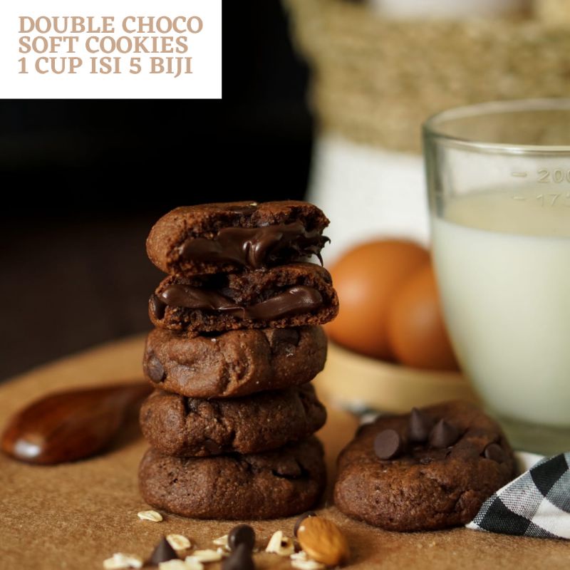 

(5pcs) soft cookies/soft bake cookies double choco/camilan sehat/ cookies diet/gluten free/Diary free/hampers cookies