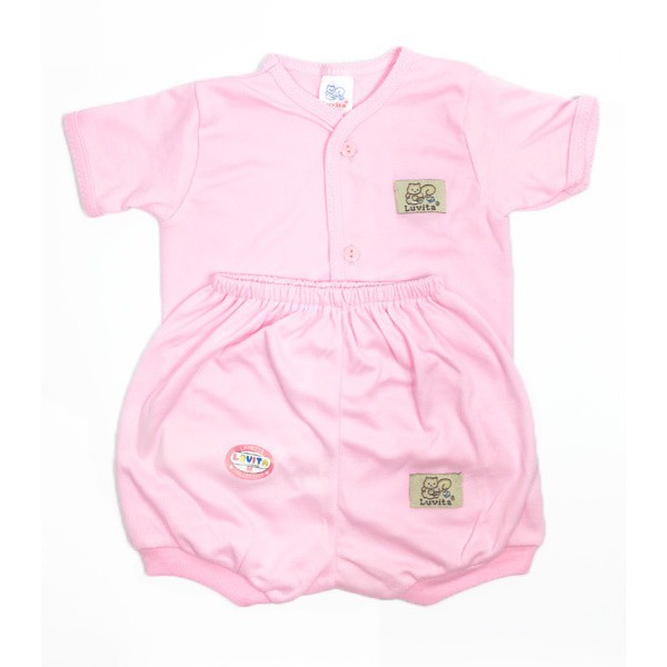 LUVITA Baju Bayi Lengan amp Celana Pendek POLOS M L 1set p016