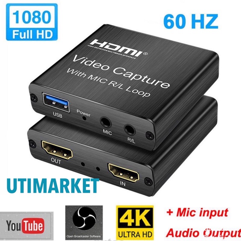 video capture usb 3.0 with loop 4k audio stereo R/L