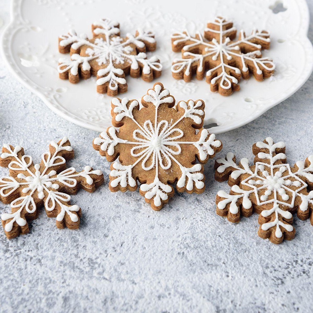 [Elegan] Cetakan Biskuit Fondant Pastry DIY Baking Tools Plunger Snowflake Shaped Dekorasi Natal