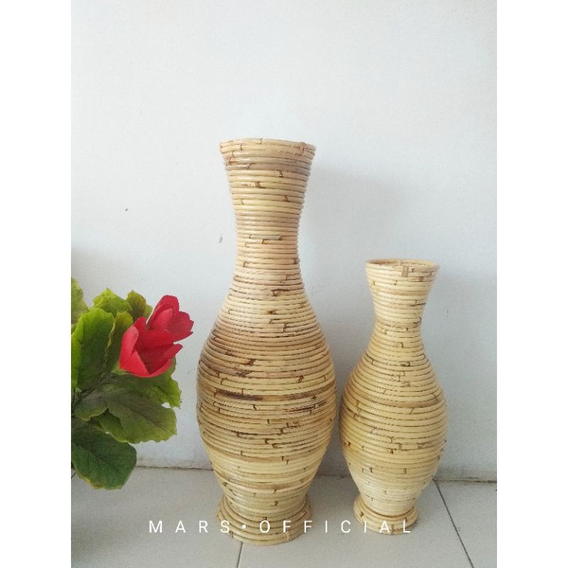 PROMO TERMURAH VAS BUNGA ROTAN TINGGI 50CM GUCI ROTAN VAS BUNGA ROTAN KEKINIAN POJOK RUANGAN