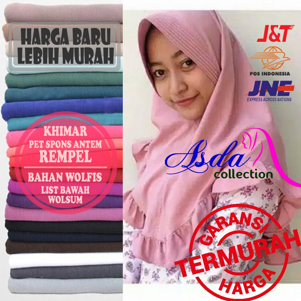  PROMO Jilbab  Kerudung Khimar Simple Pet  SPONS REMPEL  