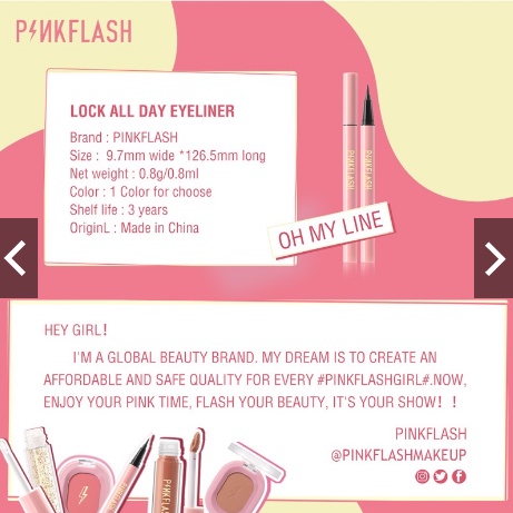 PINKFLASH Eyeliner Pen Waterproof Anti Air Tahan Lama Pink Flash Murah OhMyLine