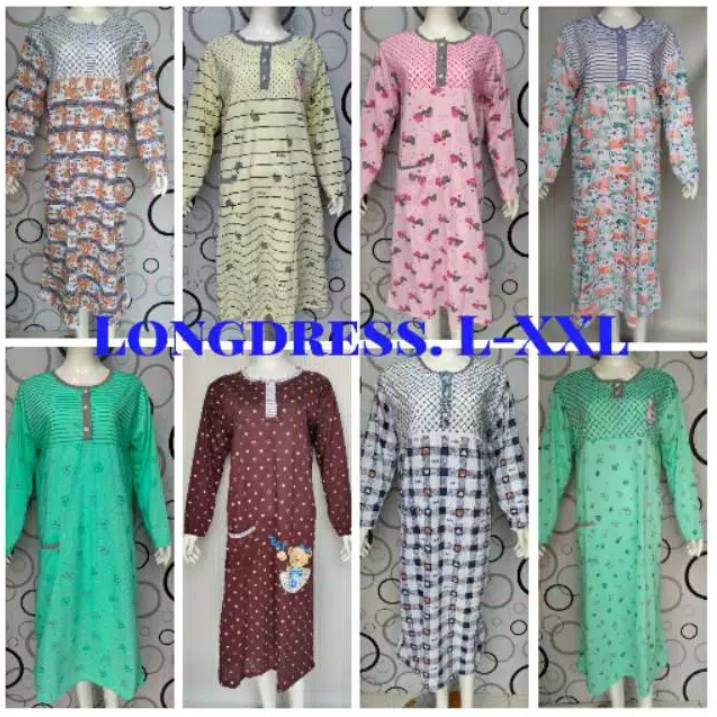DYERshop - Daster kaos longdress lengan panjang