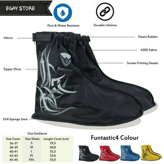 Jas Hujan Sepatu Anti Air Sarung Pelindung Sepatu Funcover Tribal Waterproof