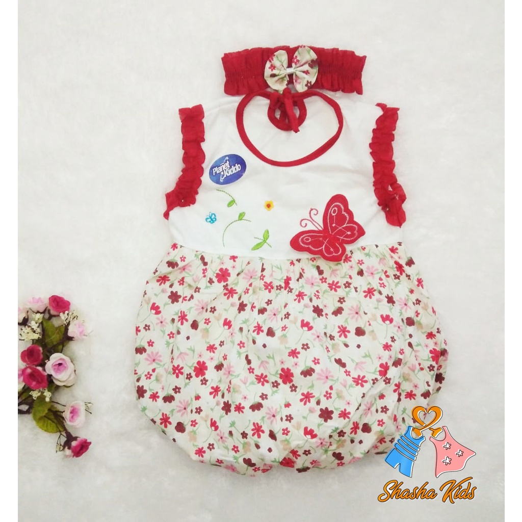 [S-029] Baju Bayi Perempuan /Dress Bayi Perempuan Planet Kids motif cantik Murah 3-6 bln Bonus BANDANA