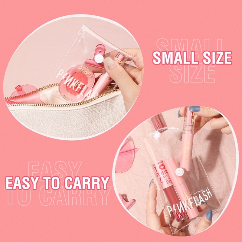 [BISA COD] PINKFLASH Waterproof PVC Cosmetic Transparant Lipstick Bag - Pouch PVC Pinkflash