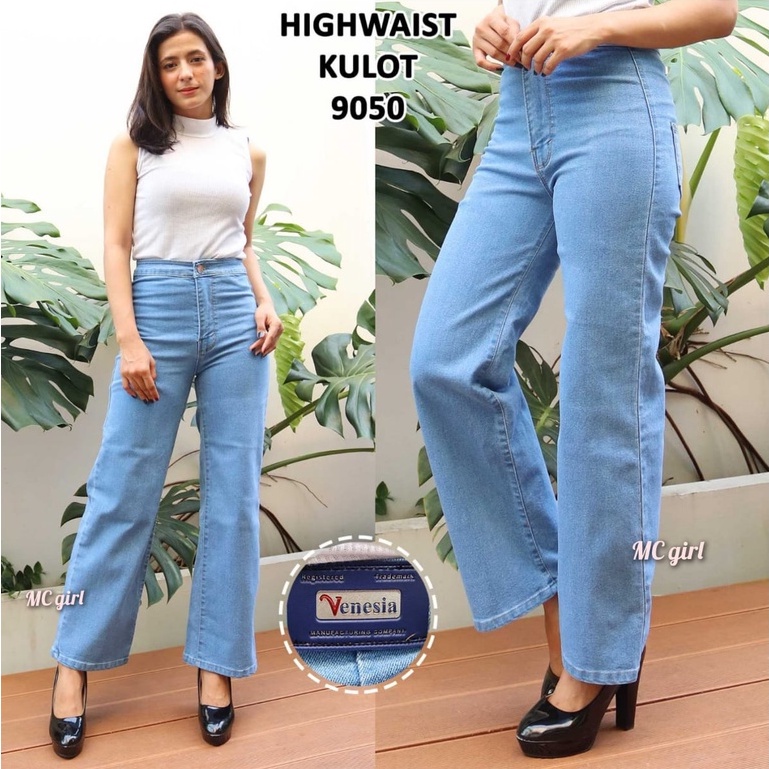 ( Size 27 - 34 ) MC girl - Kulot Highwaist Jeans Wanita / Celana Jeans High Waist Kulot Panjang Street / Celana Jeans Pinggang Tinggi Kaki Lebar