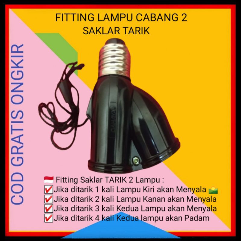 FITTING SAKLAR TARIK LAMPU PLAFON RUMAH SAKLAR TARIK PITINGAN DUDUKAN LAMPU PLAFON CABANG 2