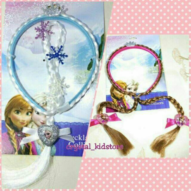 Bando bandana rambut anak motif disney frozen wig rambut princess elsa